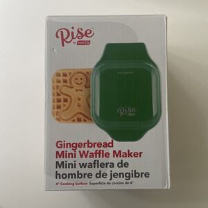 Rise by Dash Gingerbread Mini Waffle Maker 1-Waffle Aluminum Green RMWG001GBEG06